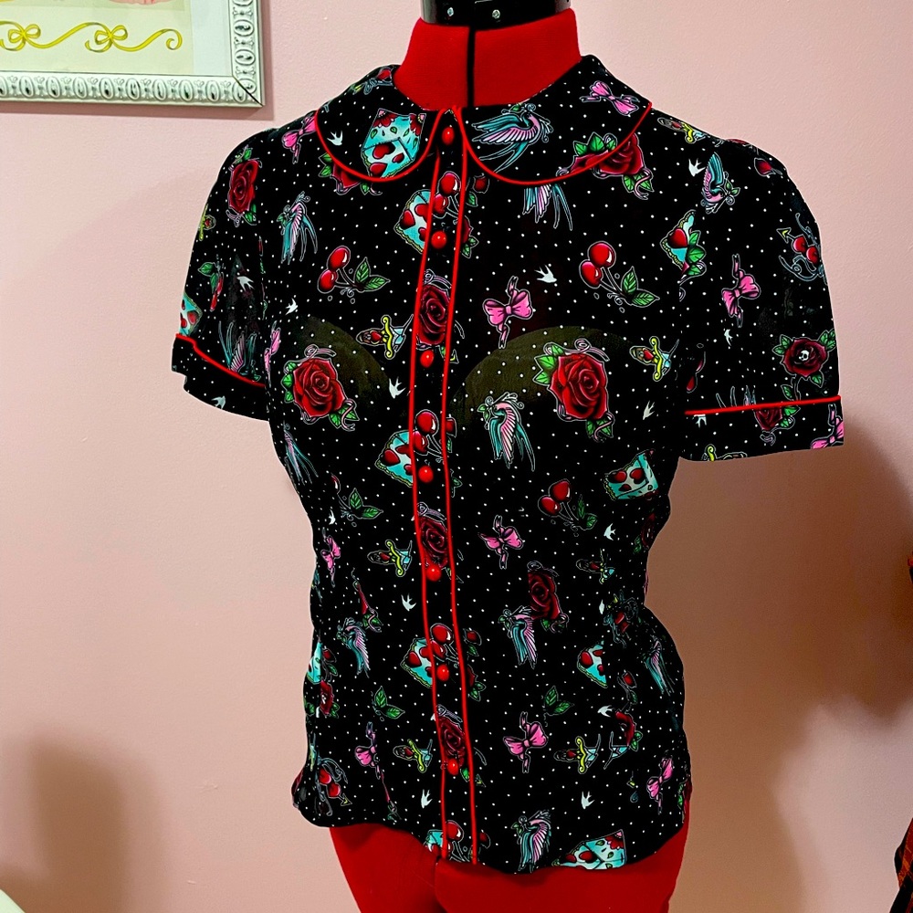 Hell Bunny Stevie rockabilly blouse